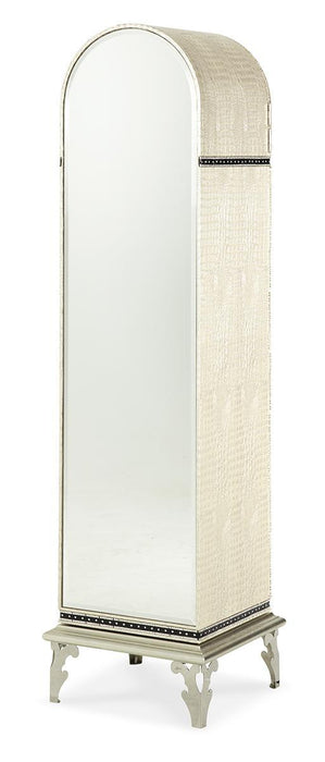 Hollywood Swank Upholstered Swivel Lingerie Chest in Crystal Croc - Visions in Furniture (La Mirada, CA)