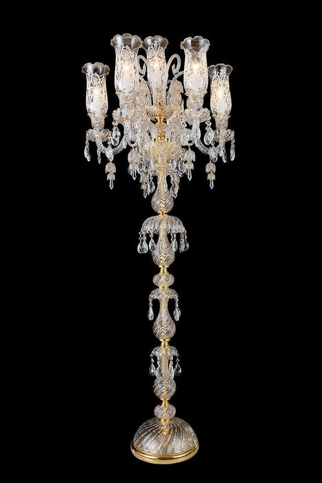 Lighting Garnier 7 Light Floor Lamp in Clear and Gold - Visions in Furniture (La Mirada, CA)