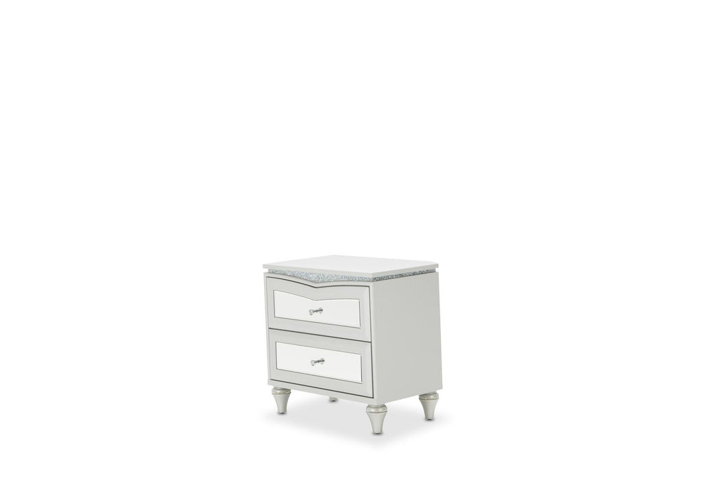 Melrose Plaza Upholstered Nightstand in Dove - Visions in Furniture (La Mirada, CA)