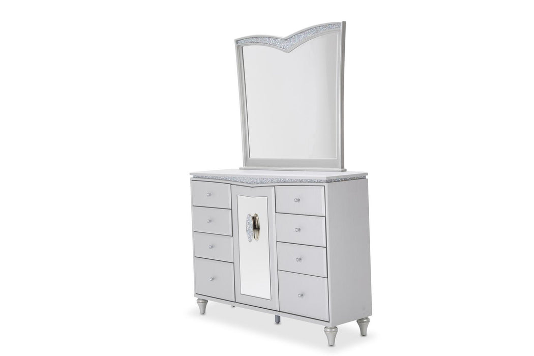 Melrose Plaza Upholstered Dresser in Dove - Visions in Furniture (La Mirada, CA)