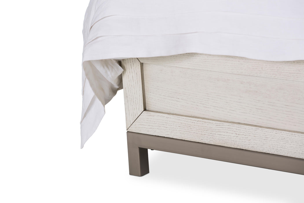 Menlo Station King Panel Bed w/ Fabric Insert in Eucalyptus - Visions in Furniture (La Mirada, CA)