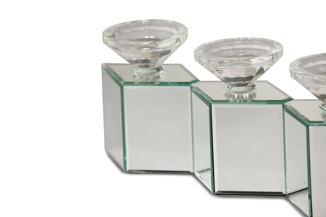 Montreal Mirorred Cube Linear Candle Holder - Visions in Furniture (La Mirada, CA)