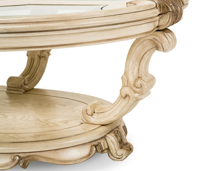 Platine de Royale Oval Cocktail Table in Champagne - Visions in Furniture (La Mirada, CA)
