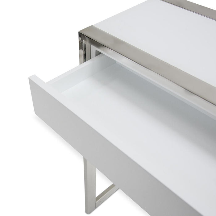 State St Console Table in Glossy White - Visions in Furniture (La Mirada, CA)