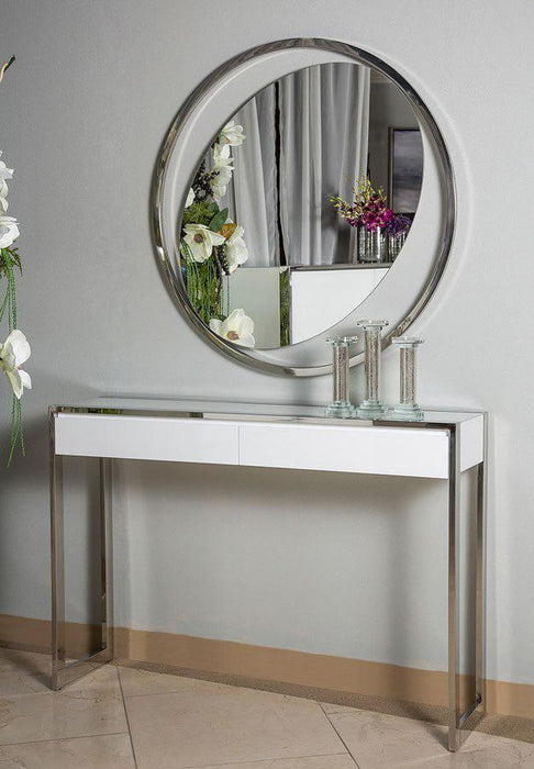 State St Console Table in Glossy White - Visions in Furniture (La Mirada, CA)