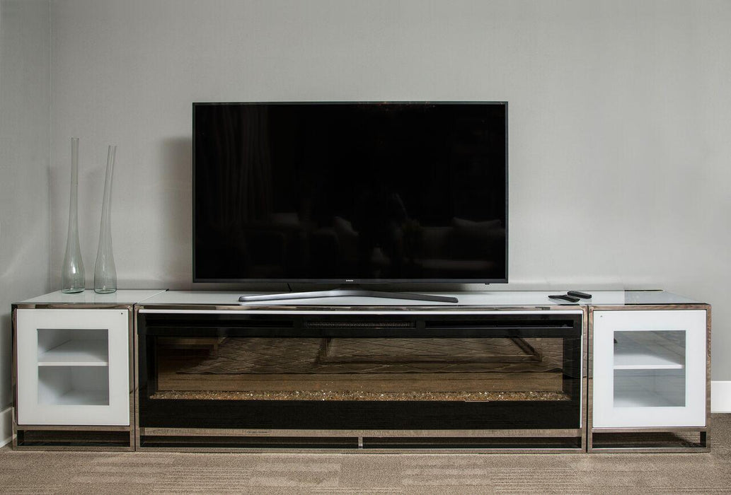 State St. Fireplace TV Console w/Firebox Insert 110V (4pc) - Visions in Furniture (La Mirada, CA)