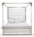 State St Queen Metal Canopy Bed in Glossy White - Visions in Furniture (La Mirada, CA)