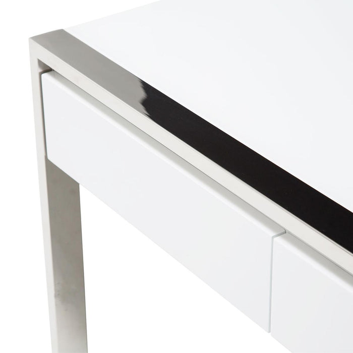 State St Writing Desk in Glossy White - Visions in Furniture (La Mirada, CA)