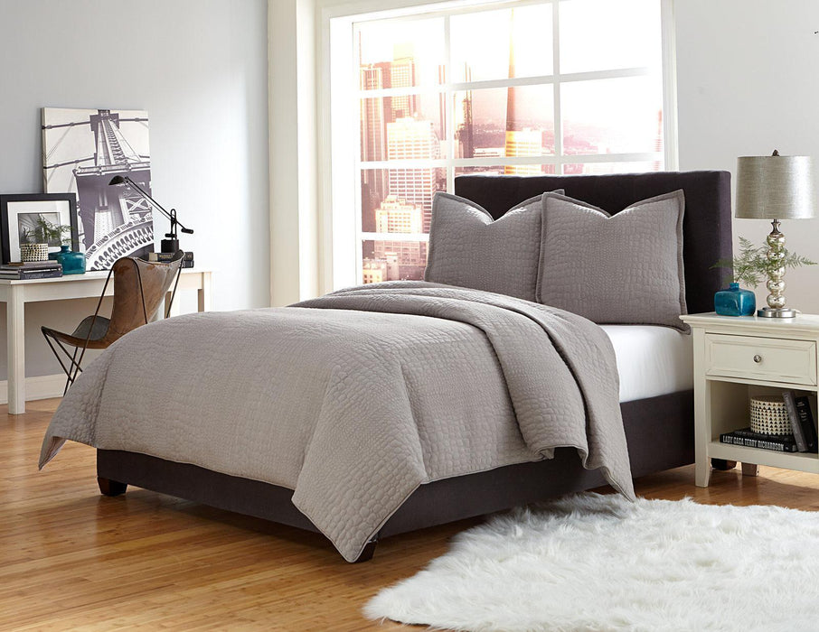 Trent 3-pc King Coverlet/Duvet Set in Gray - Visions in Furniture (La Mirada, CA)