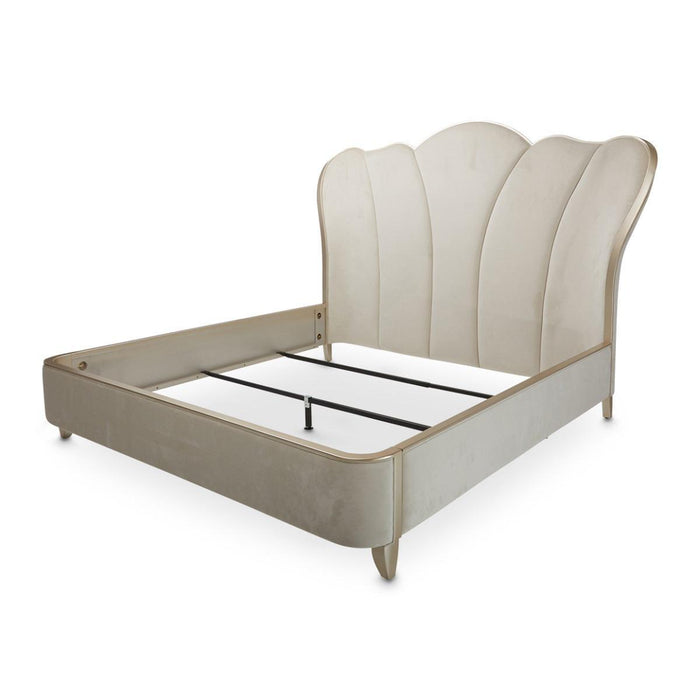 Villa Cherie Eastern King Channel Tufted Upholstered Bed in Caramel - Visions in Furniture (La Mirada, CA)