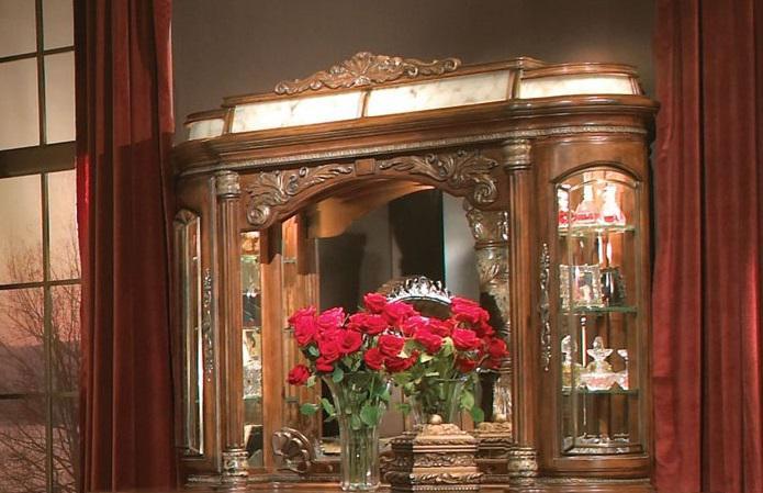 Villa Valencia Mirror with Lighting Box in Chestnut - Visions in Furniture (La Mirada, CA)