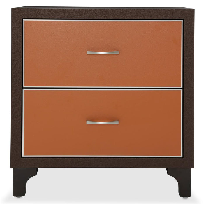 21 Cosmopolitan 2 Drawer Nightstand in Orange/Umber - Visions in Furniture (La Mirada, CA)