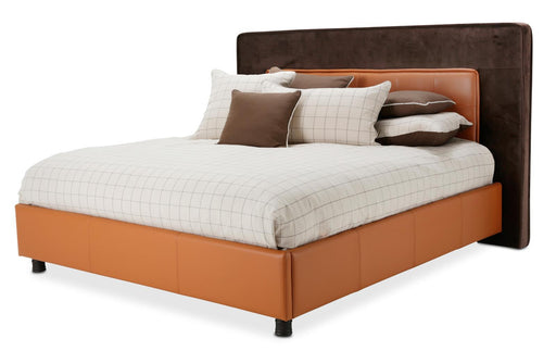 21 Cosmopolitan Queen Upholstered Tufted Bed in Orange/Umber - Visions in Furniture (La Mirada, CA)