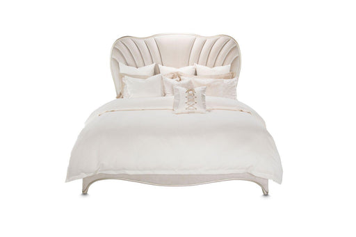 London Place Cal King Upholstered Panel Bed in Creamy Pearl - Visions in Furniture (La Mirada, CA)