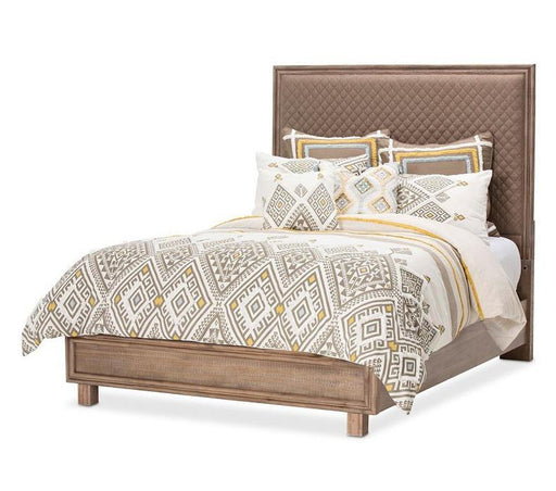Hudson Ferry California King Panel Bed in Driftwood (Brown Fabric) - Visions in Furniture (La Mirada, CA)
