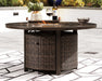 Paradise Trail Paradise Trail Fire Pit Table with 4 Nuvella Swivel Lounge Chairs - Visions in Furniture (La Mirada, CA)