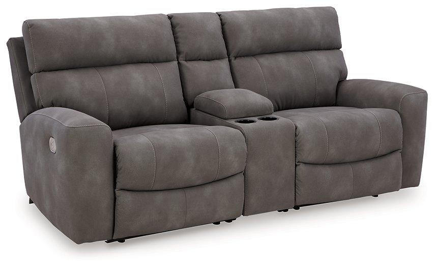 Next-Gen DuraPella Power Reclining Sectional Loveseat with Console - Visions in Furniture (La Mirada, CA)