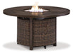 Paradise Trail Paradise Trail Fire Pit Table with 4 Nuvella Swivel Lounge Chairs - Visions in Furniture (La Mirada, CA)
