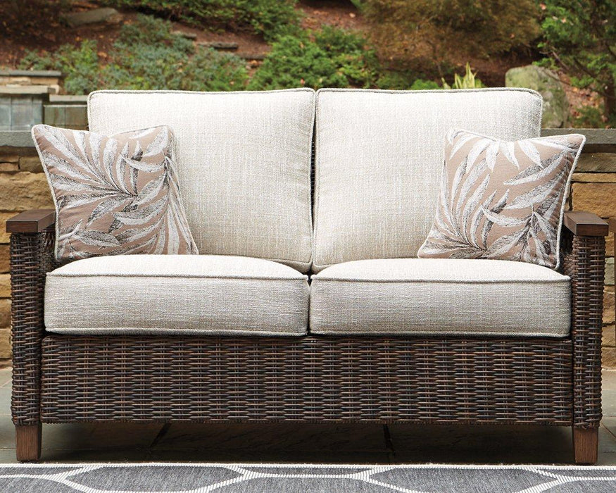 Paradise Trail Outdoor Loveseat, Lounge Chairs and Fire Pit Table - Visions in Furniture (La Mirada, CA)