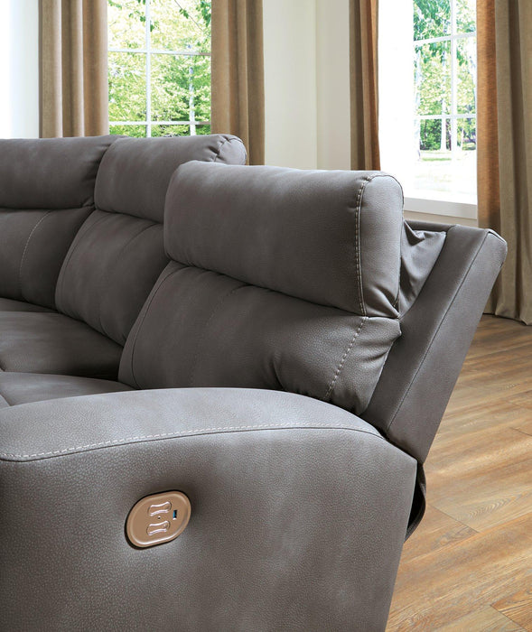Next-Gen DuraPella Power Reclining Sectional Loveseat with Console - Visions in Furniture (La Mirada, CA)