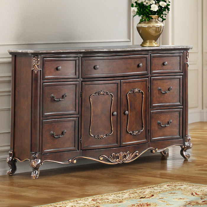 Constantine Dresser W/Marble Top-Cherry
