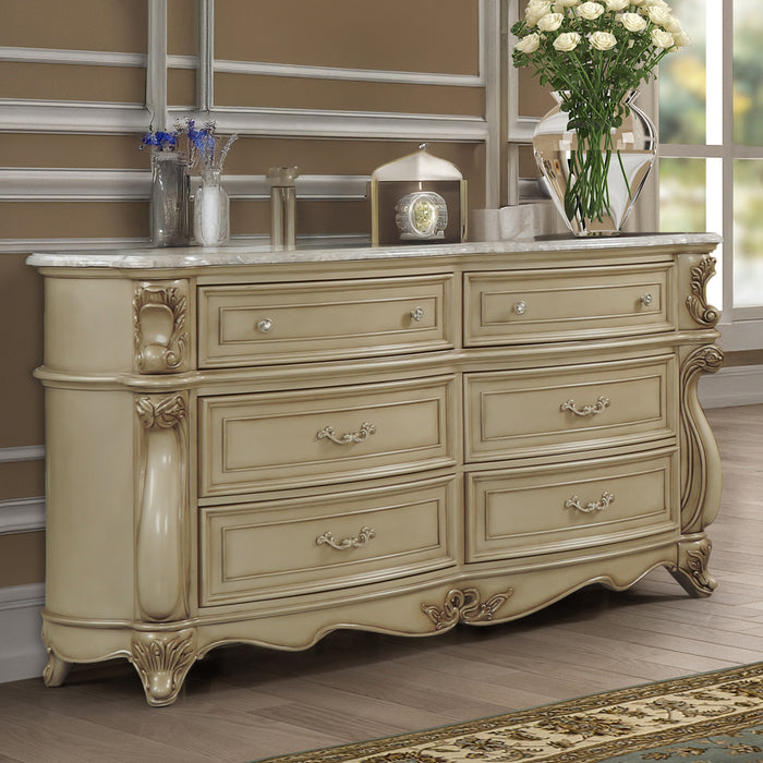 Monique Dresser W/Marble Top-Champagne