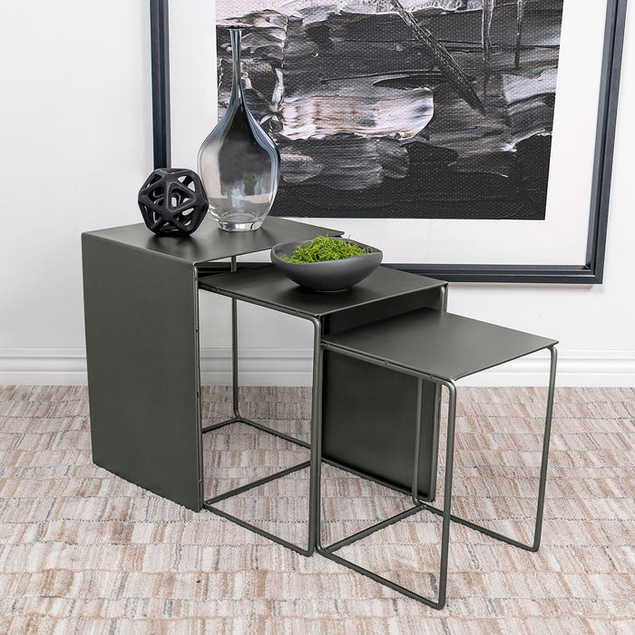 Imez 3-piece Rectangular Metal Nesting Table Grey - Visions in Furniture (La Mirada, CA)