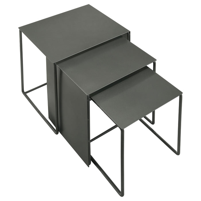 Imez 3-piece Rectangular Metal Nesting Table Grey - Visions in Furniture (La Mirada, CA)
