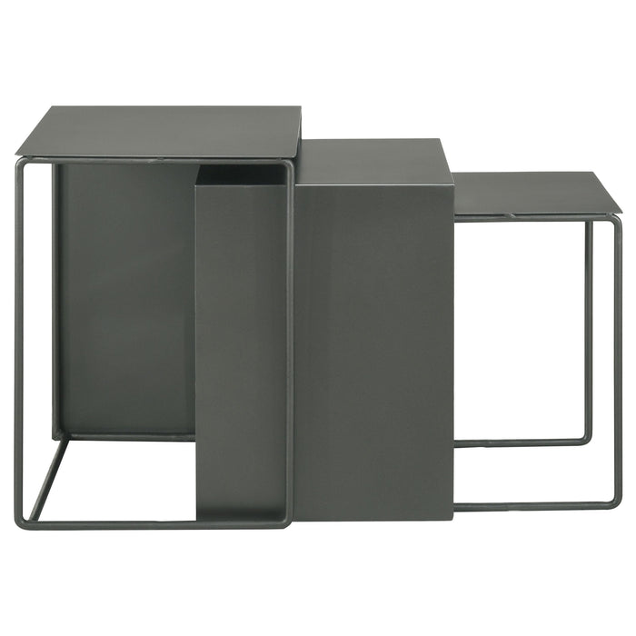 Imez 3-piece Rectangular Metal Nesting Table Grey - Visions in Furniture (La Mirada, CA)