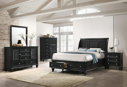 Sandy Beach Storage 5-Piece Eastern King Bedroom Set with Sleigh Headboard - Visions in Furniture (La Mirada, CA)