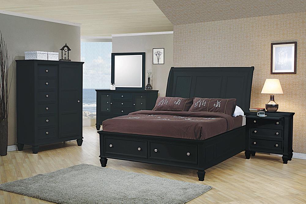Sandy Beach Queen & E.King Storage Sleigh Bed Black & White - Visions in Furniture (La Mirada, CA)