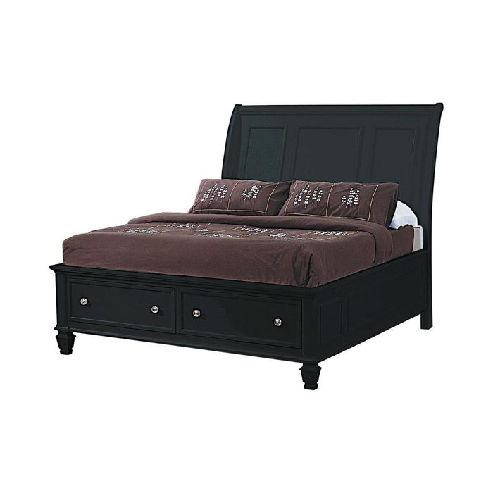 Sandy Beach Queen & E.King Storage Sleigh Bed Black & White - Visions in Furniture (La Mirada, CA)