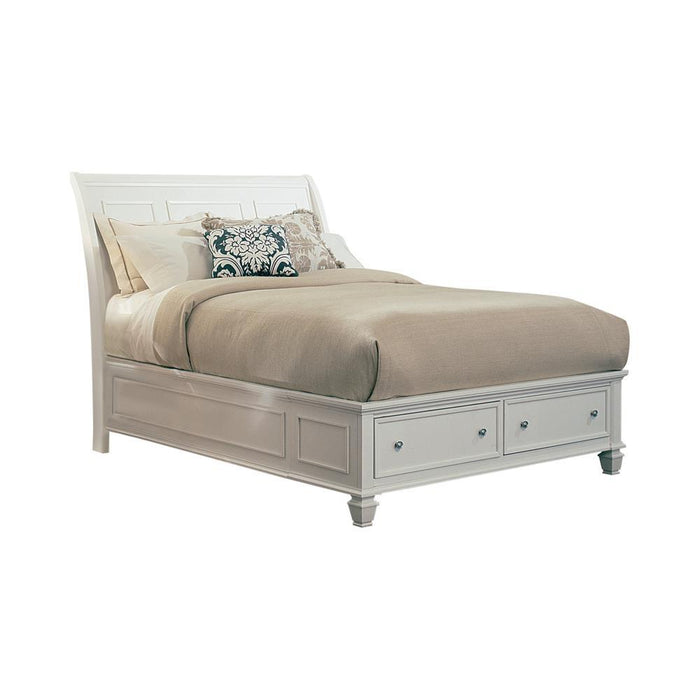 Sandy Beach Queen & E.King Storage Sleigh Bed Black & White - Visions in Furniture (La Mirada, CA)
