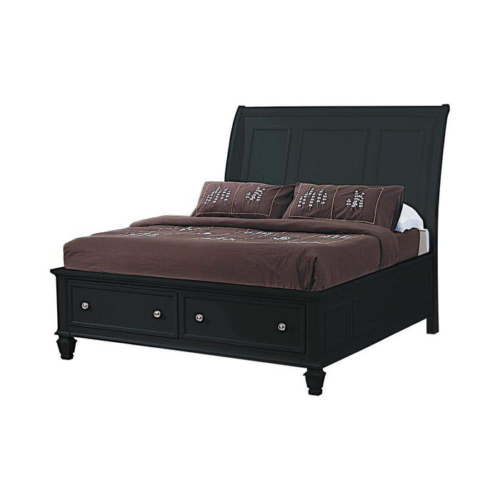 Sandy Beach Queen & E.King Storage Sleigh Bed Black & White - Visions in Furniture (La Mirada, CA)