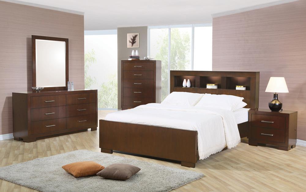 Jessica Queen Bed with Storage Headboard Cappuccino - Visions in Furniture (La Mirada, CA)