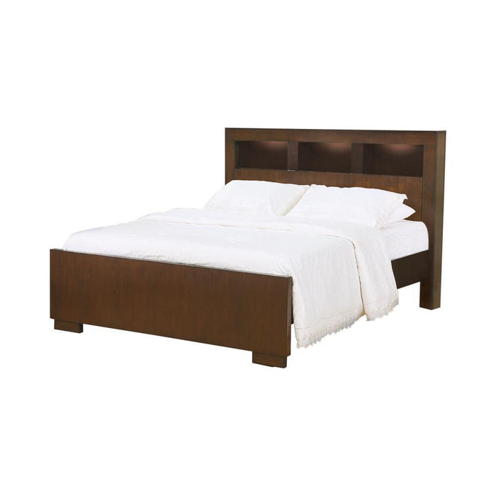 Jessica Queen Bed with Storage Headboard Cappuccino - Visions in Furniture (La Mirada, CA)