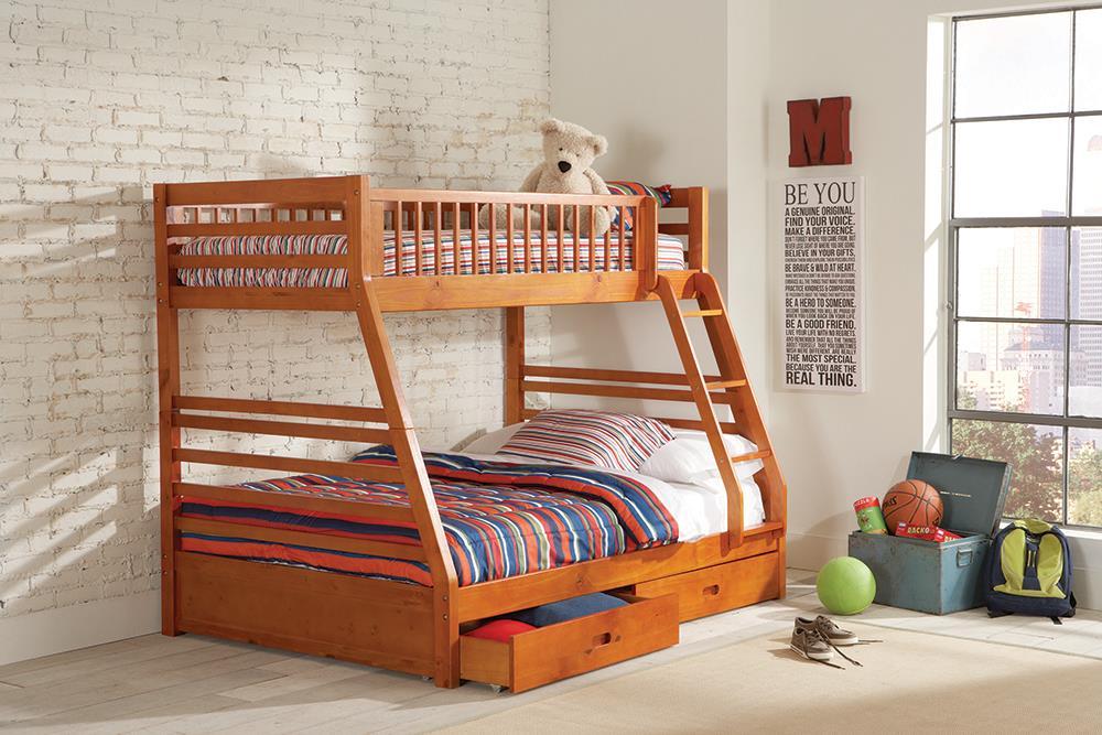 Ashton Twin Over Full 2-drawer Bunk Bed Honey - Visions in Furniture (La Mirada, CA)