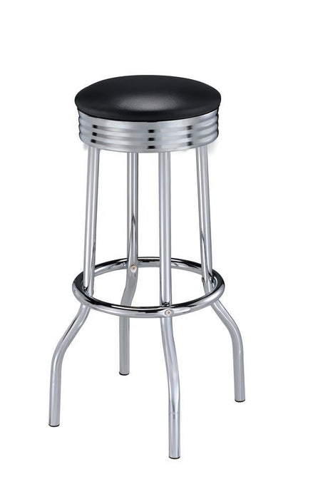 Theodore Upholstered Top Bar Stools Black and Chrome (Set of 2) - Visions in Furniture (La Mirada, CA)