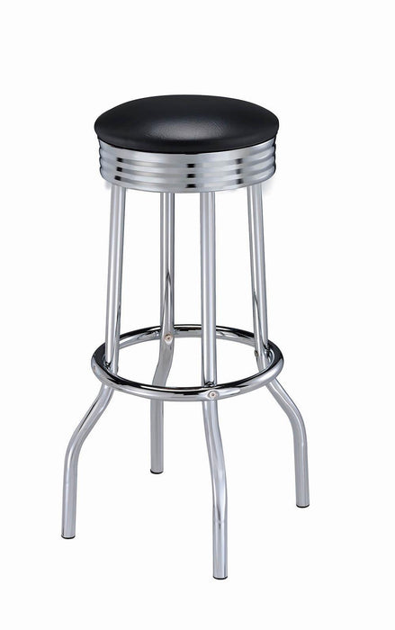 Theodore Upholstered Top Bar Stools Black and Chrome (Set of 2) - Visions in Furniture (La Mirada, CA)