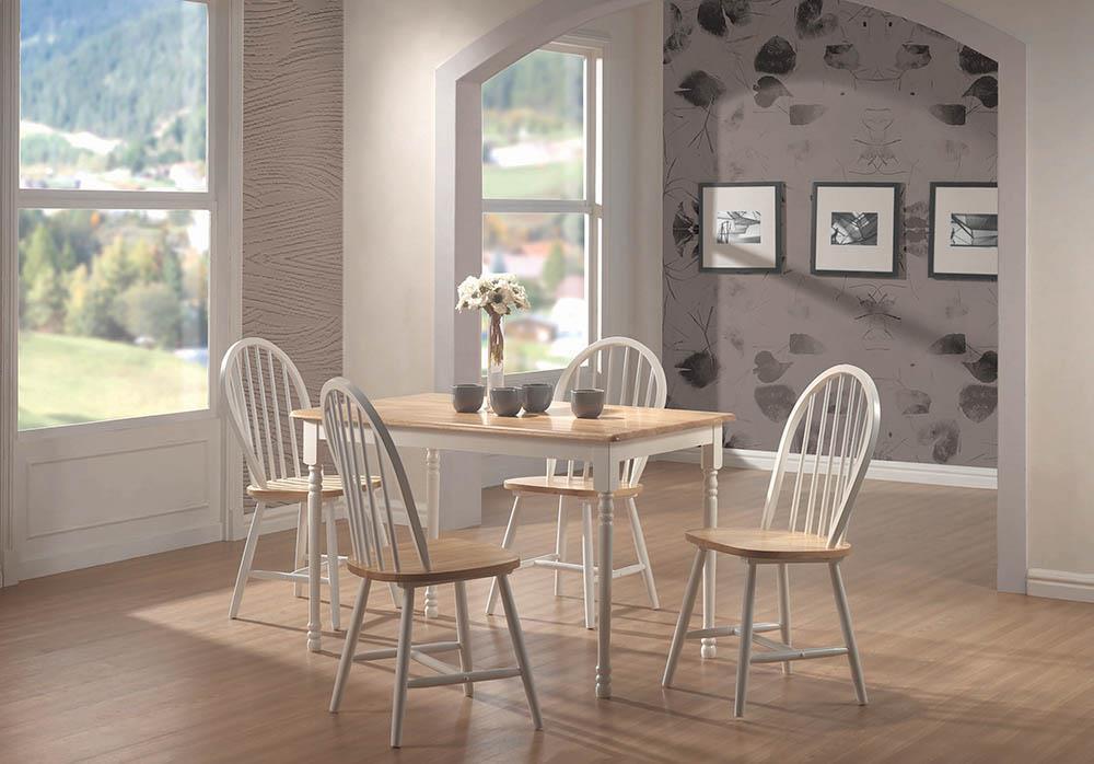 Taffee Rectangle Dining Table Natural Brown and White - Visions in Furniture (La Mirada, CA)