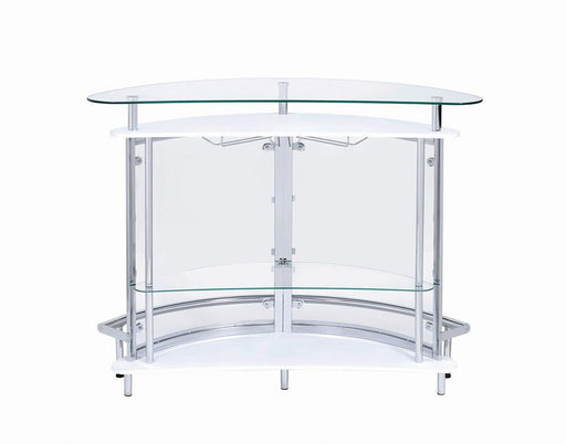 Amarillo 2-tier Bar Unit White and Chrome - Visions in Furniture (La Mirada, CA)