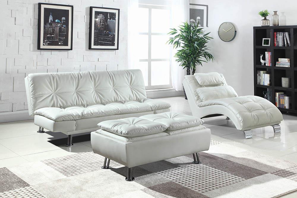 Dilleston Upholstered Chaise White - Visions in Furniture (La Mirada, CA)