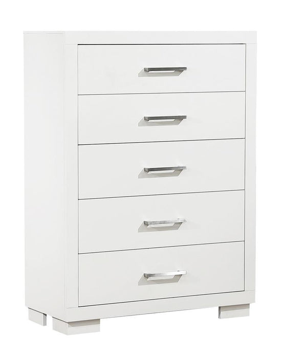 Jessica 5-drawer Chest White - Visions in Furniture (La Mirada, CA)