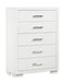 Jessica 5-drawer Chest White - Visions in Furniture (La Mirada, CA)