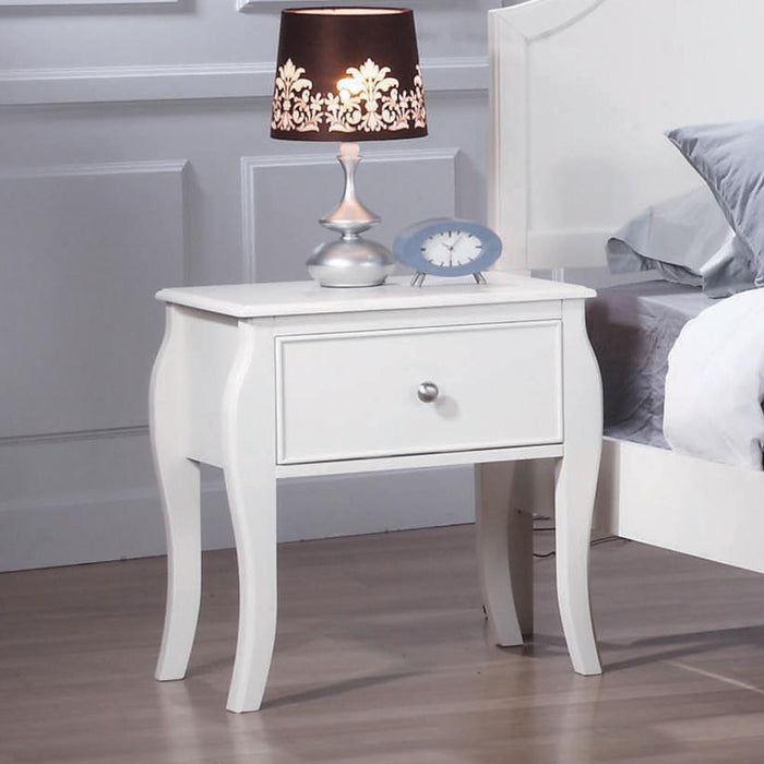 Dominique 1-drawer Nightstand Cream White - Visions in Furniture (La Mirada, CA)