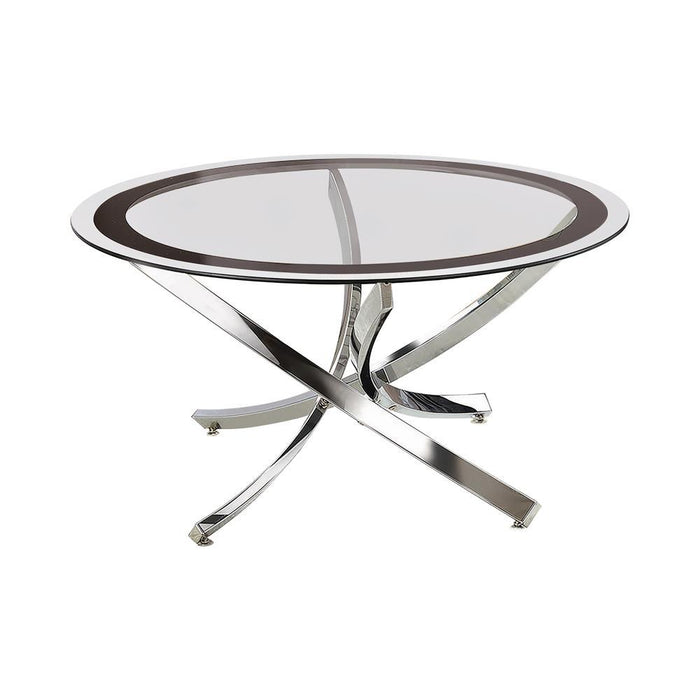 Brooke Glass Top Coffee Table Chrome and Black - Visions in Furniture (La Mirada, CA)