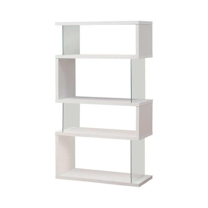 Emelle 4-tier Bookcase White and Clear - Visions in Furniture (La Mirada, CA)