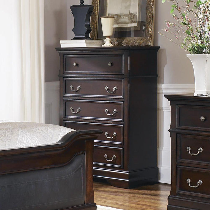 Cambridge 5-drawer Rectangular Chest Cappuccino - Visions in Furniture (La Mirada, CA)