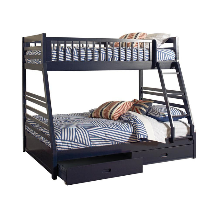 Ashton Twin Over Full 2-drawer Bunk Bed Navy Blue - Visions in Furniture (La Mirada, CA)