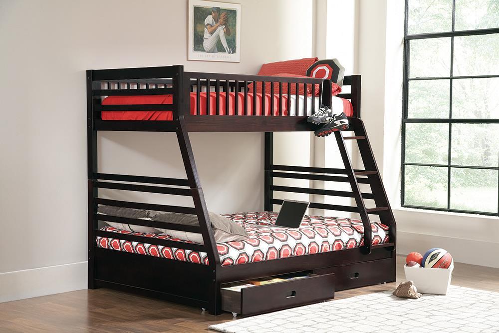 Ashton Twin Over Full 2-drawer Bunk Bed Cappuccino - Visions in Furniture (La Mirada, CA)